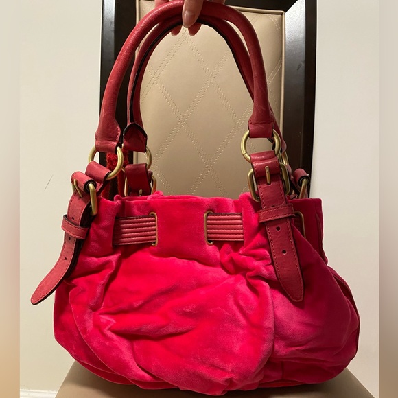 Juicy Couture Pink Velour Hobo Vintage Handbag - Picture 3 of 11